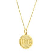 USC Trojans Gold Plated Round Waved Texture Necklace